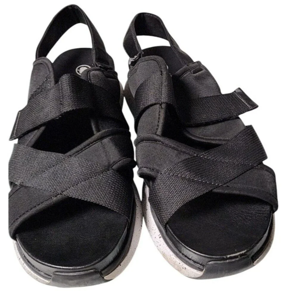 Nurture Roam Canyon Split Sole Platform Sandals Size 10 Black